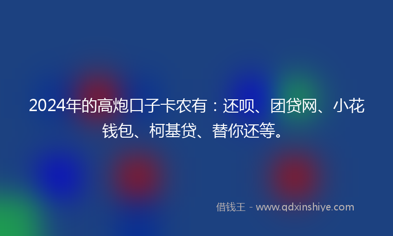 2024年的高炮口子卡农有：还呗、团贷网、小花钱包、柯基贷、替你还等。