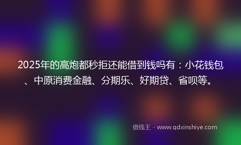 2025年的高炮都秒拒还能借到钱吗有：小花钱包、中原消费金融、分期乐、好期贷、省呗等。