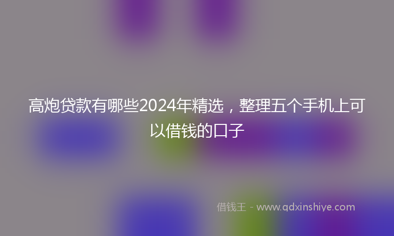 高炮贷款有哪些2024年精选，整理五个手机上可以借钱的口子