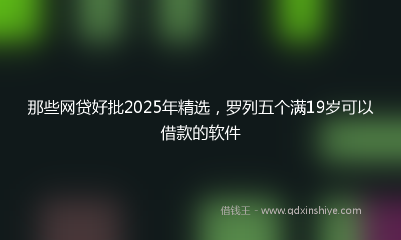 那些网贷好批2025年精选，罗列五个满19岁可以借款的软件
