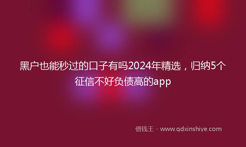黑户也能秒过的口子有吗2024年精选，归纳5个征信不好负债高的app