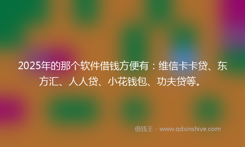 2025年的那个软件借钱方便有：维信卡卡贷、东方汇、人人贷、小花钱包、功夫贷等。