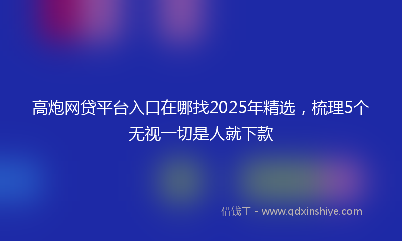 高炮网贷平台入口在哪找2025年精选，梳理5个无视一切是人就下款