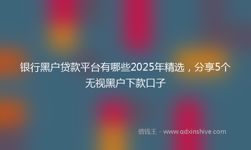 银行黑户贷款平台有哪些2025年精选，分享5个无视黑户下款口子