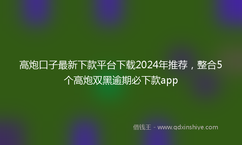 高炮口子最新下款平台下载2024年推荐，整合5个高炮双黑逾期必下款app