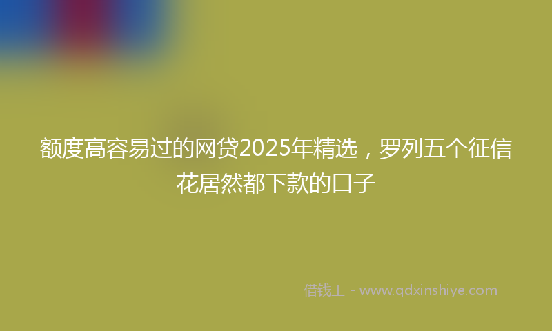 额度高容易过的网贷2025年精选，罗列五个征信花居然都下款的口子