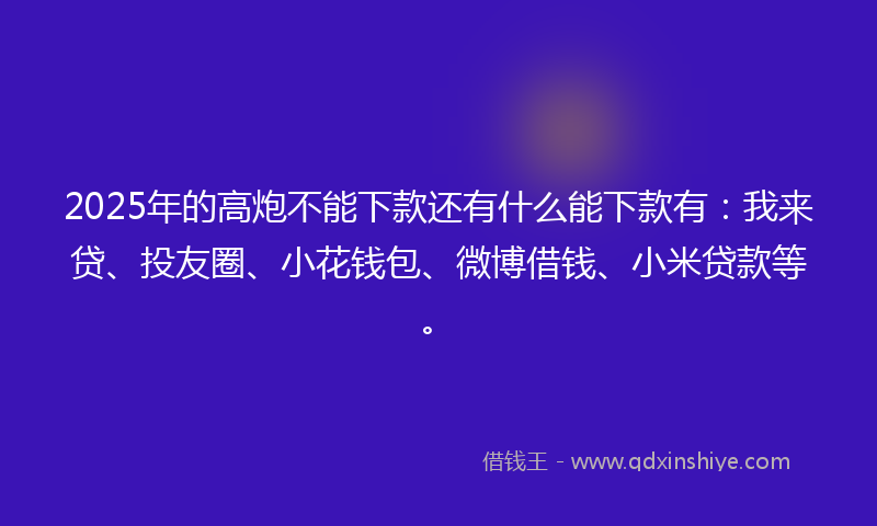 2025年的高炮不能下款还有什么能下款有：我来贷、投友圈、小花钱包、微博借钱、小米贷款等。
