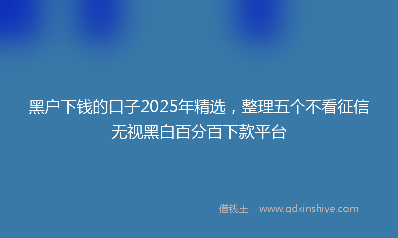 黑户下钱的口子2025年精选，整理五个不看征信无视黑白百分百下款平台