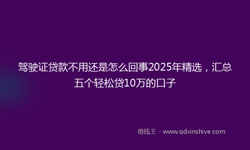 驾驶证贷款不用还是怎么回事2025年精选，汇总五个轻松贷10万的口子