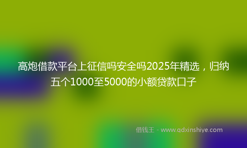 高炮借款平台上征信吗安全吗2025年精选，归纳五个1000至5000的小额贷款口子