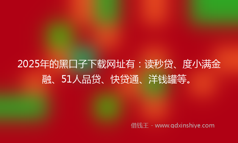 2025年的黑口子下载网址有：读秒贷、度小满金融、51人品贷、快贷通、洋钱罐等。