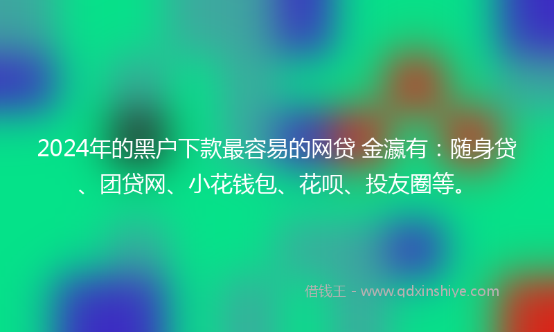 2024年的黑户下款最容易的网贷 金瀛有：随身贷、团贷网、小花钱包、花呗、投友圈等。