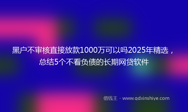 黑户不审核直接放款1000万可以吗2025年精选，总结5个不看负债的长期网贷软件