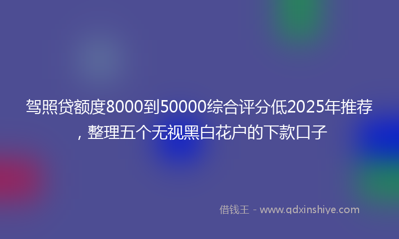 驾照贷额度8000到50000综合评分低2025年推荐，整理五个无视黑白花户的下款口子
