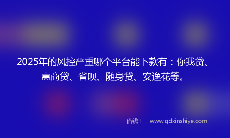 2025年的风控严重哪个平台能下款有：你我贷、惠商贷、省呗、随身贷、安逸花等。