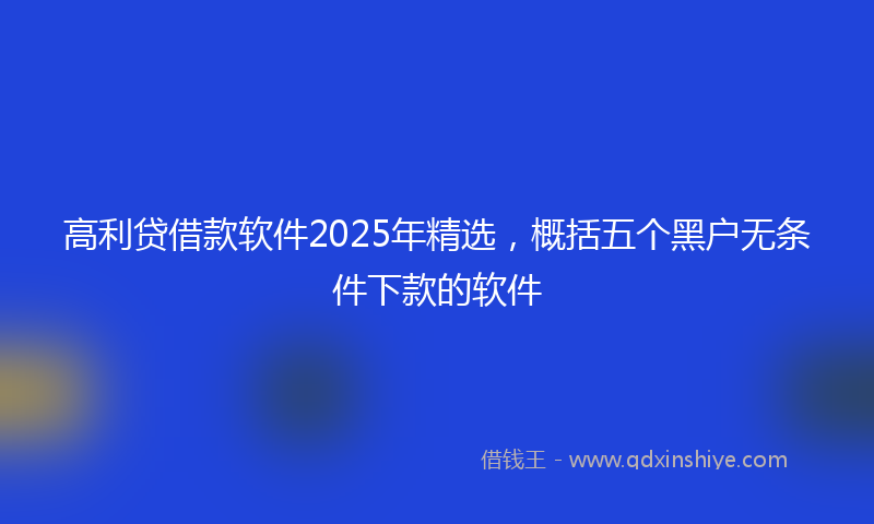 高利贷借款软件2025年精选，概括五个黑户无条件下款的软件