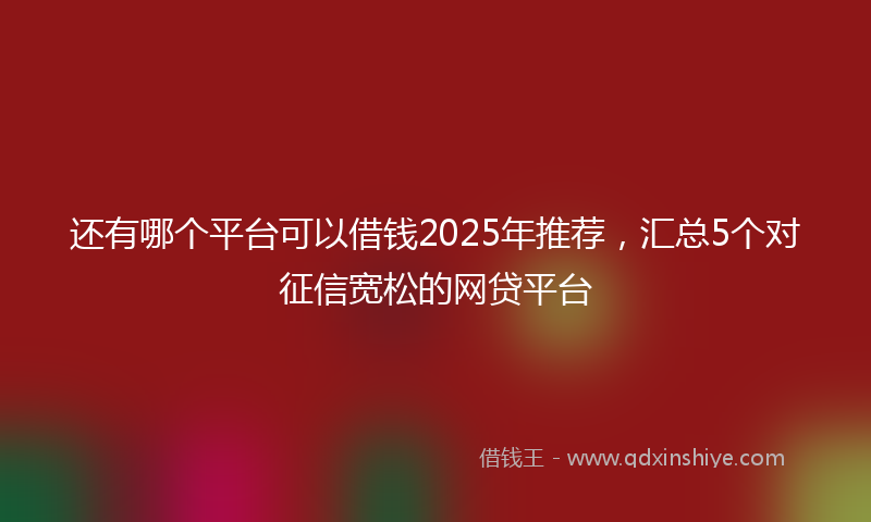 还有哪个平台可以借钱2025年推荐，汇总5个对征信宽松的网贷平台