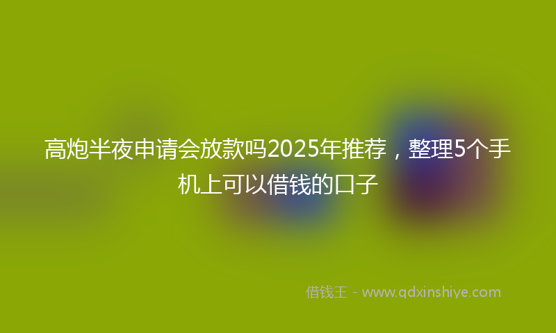 高炮半夜申请会放款吗2025年推荐，整理5个手机上可以借钱的口子