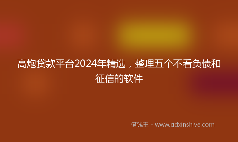 高炮贷款平台2024年精选，整理五个不看负债和征信的软件