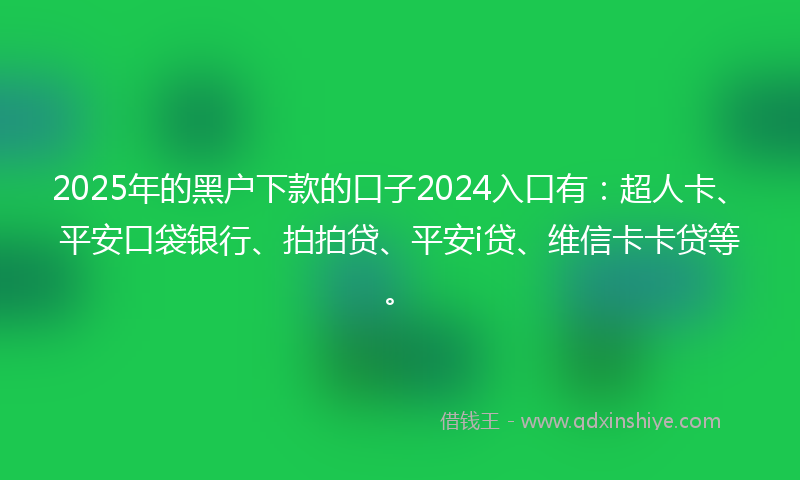 2025年的黑户下款的口子2024入口有：超人卡、平安口袋银行、拍拍贷、平安i贷、维信卡卡贷等。