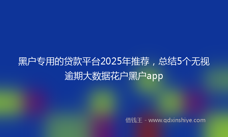 黑户专用的贷款平台2025年推荐，总结5个无视逾期大数据花户黑户app