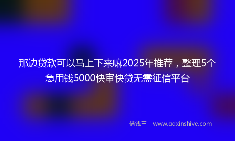 那边贷款可以马上下来嘛2025年推荐，整理5个急用钱5000快审快贷无需征信平台