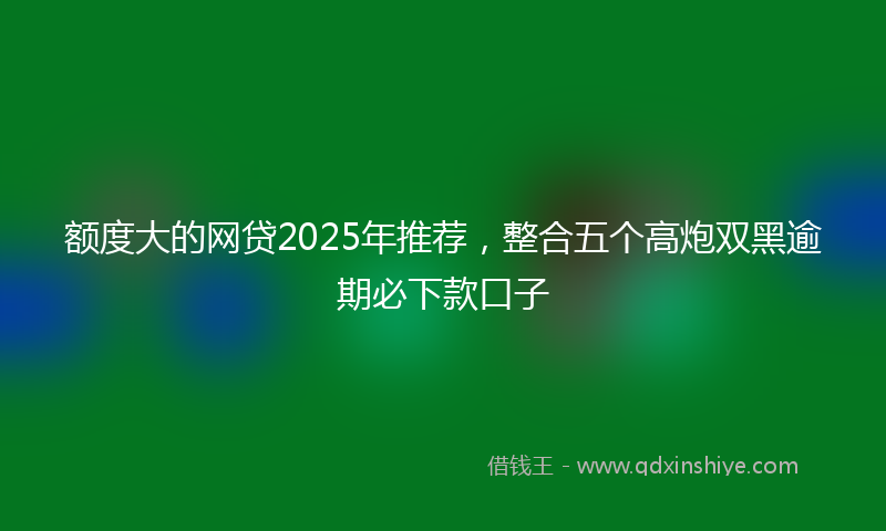 额度大的网贷2025年推荐，整合五个高炮双黑逾期必下款口子