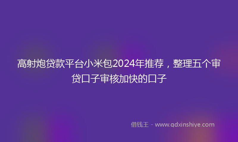 高射炮贷款平台小米包2024年推荐，整理五个审贷口子审核加快的口子