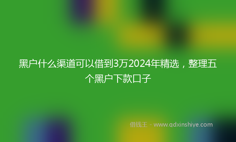 黑户什么渠道可以借到3万2024年精选，整理五个黑户下款口子