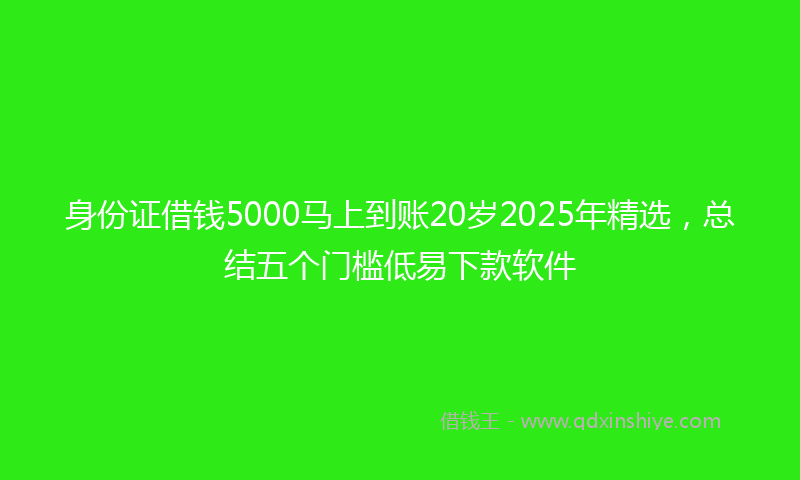 身份证借钱5000马上到账20岁2025年精选，总结五个门槛低易下款软件