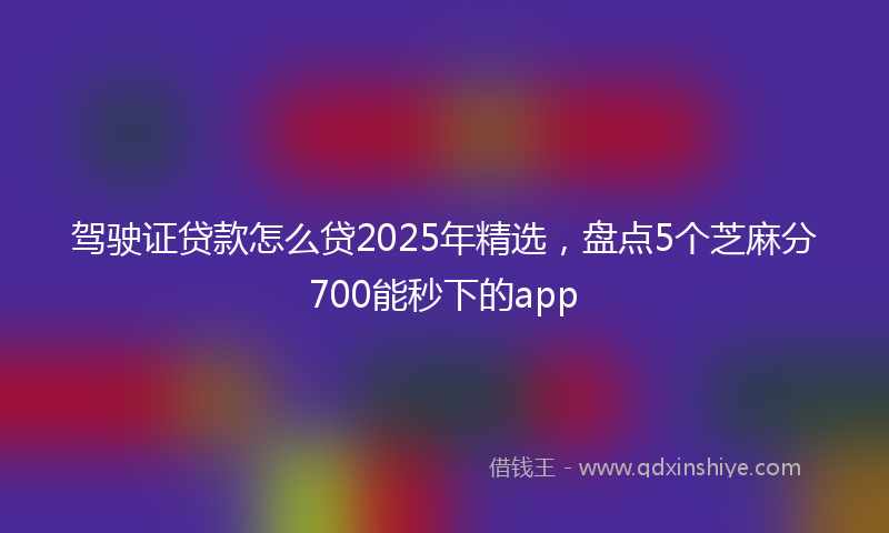 驾驶证贷款怎么贷2025年精选，盘点5个芝麻分700能秒下的app