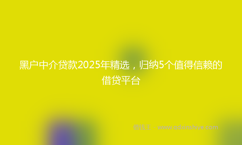 黑户中介贷款2025年精选，归纳5个值得信赖的借贷平台
