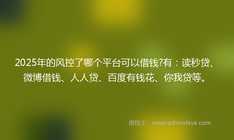 2025年的风控了哪个平台可以借钱?有：读秒贷、微博借钱、人人贷、百度有钱花、你我贷等。