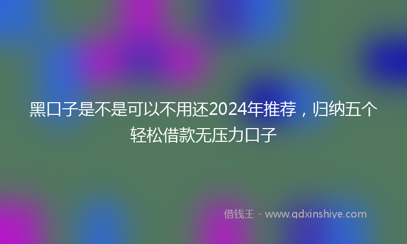 黑口子是不是可以不用还2024年推荐，归纳五个轻松借款无压力口子