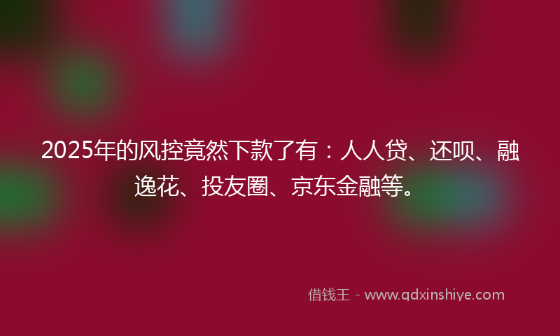 2025年的风控竟然下款了有：人人贷、还呗、融逸花、投友圈、京东金融等。