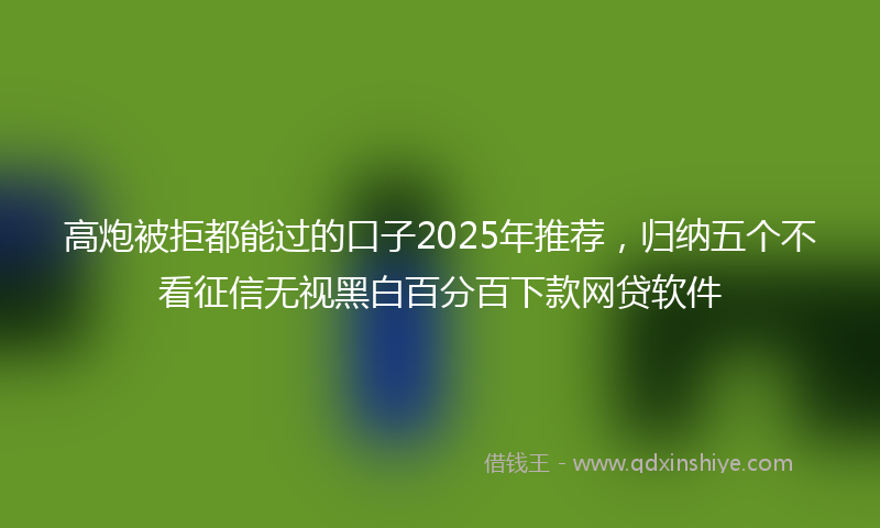 高炮被拒都能过的口子2025年推荐，归纳五个不看征信无视黑白百分百下款网贷软件