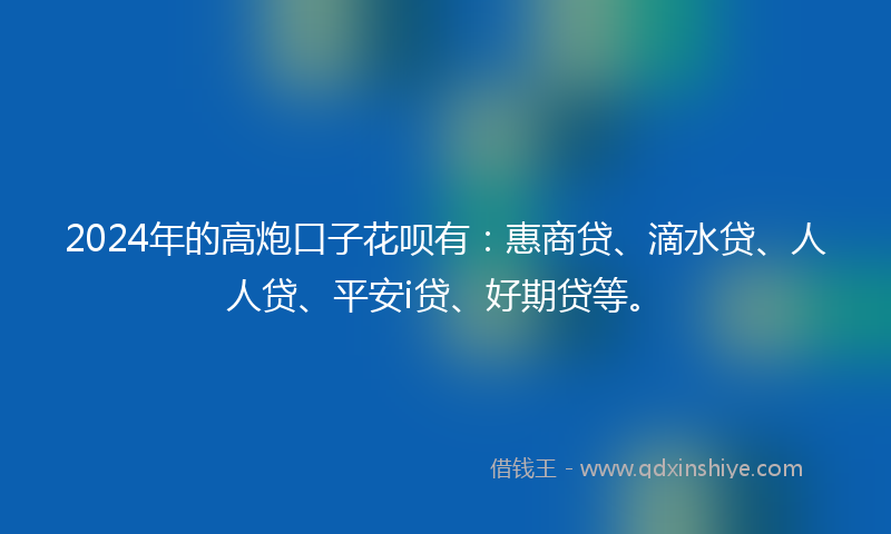 2024年的高炮口子花呗有：惠商贷、滴水贷、人人贷、平安i贷、好期贷等。