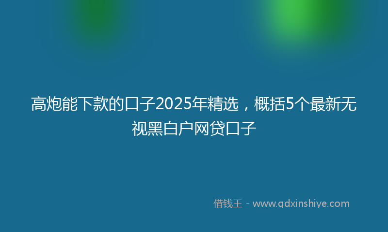 高炮能下款的口子2025年精选，概括5个最新无视黑白户网贷口子