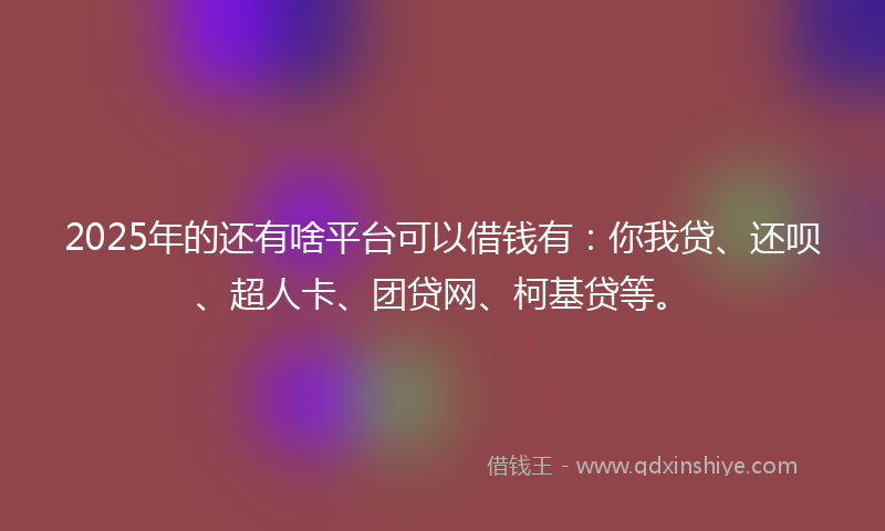 2025年的还有啥平台可以借钱有：你我贷、还呗、超人卡、团贷网、柯基贷等。