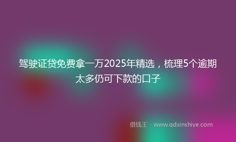 驾驶证贷免费拿一万2025年精选，梳理5个逾期太多仍可下款的口子