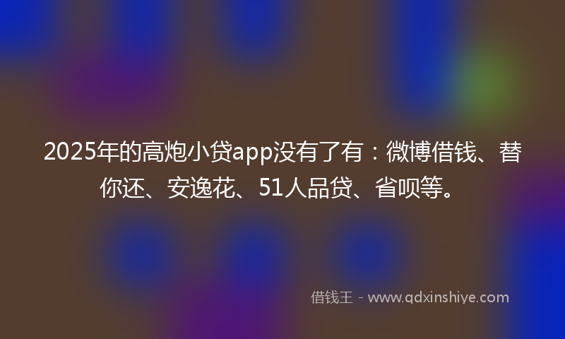 2025年的高炮小贷app没有了有：微博借钱、替你还、安逸花、51人品贷、省呗等。