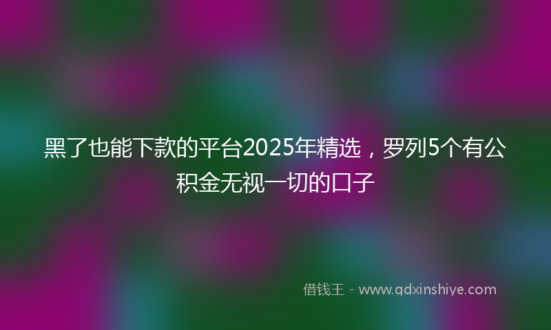 黑了也能下款的平台2025年精选，罗列5个有公积金无视一切的口子