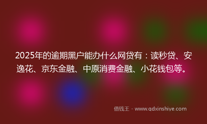 2025年的逾期黑户能办什么网贷有：读秒贷、安逸花、京东金融、中原消费金融、小花钱包等。