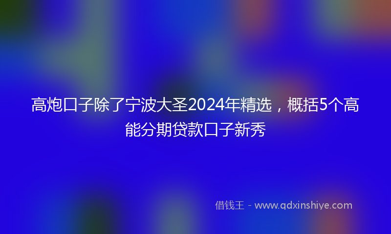 高炮口子除了宁波大圣2024年精选，概括5个高能分期贷款口子新秀