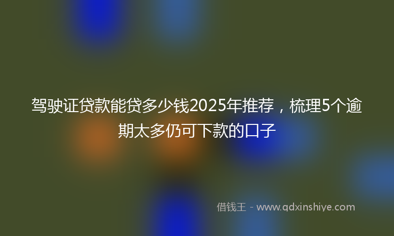 驾驶证贷款能贷多少钱2025年推荐，梳理5个逾期太多仍可下款的口子