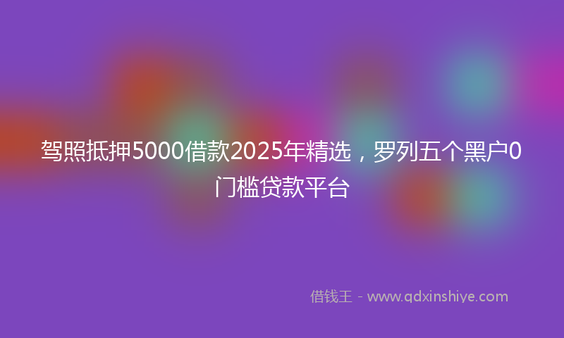 驾照抵押5000借款2025年精选，罗列五个黑户0门槛贷款平台
