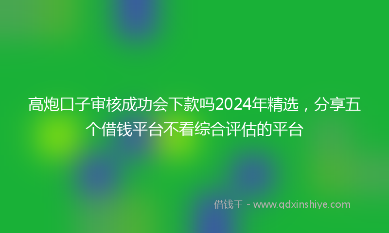 高炮口子审核成功会下款吗2024年精选，分享五个借钱平台不看综合评估的平台