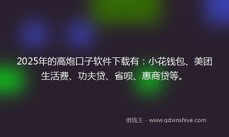 2025年的高炮口子软件下载有：小花钱包、美团生活费、功夫贷、省呗、惠商贷等。