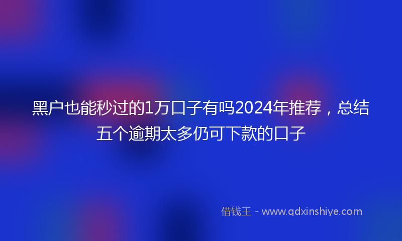 黑户也能秒过的1万口子有吗2024年推荐，总结五个逾期太多仍可下款的口子