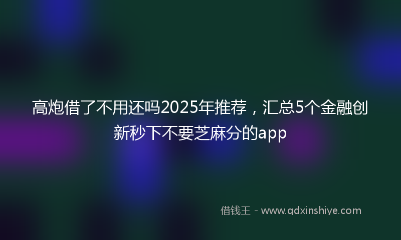 高炮借了不用还吗2025年推荐，汇总5个金融创新秒下不要芝麻分的app
